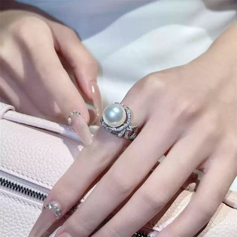 Karolyn Pearl & Zirconia Ring - One Size Open