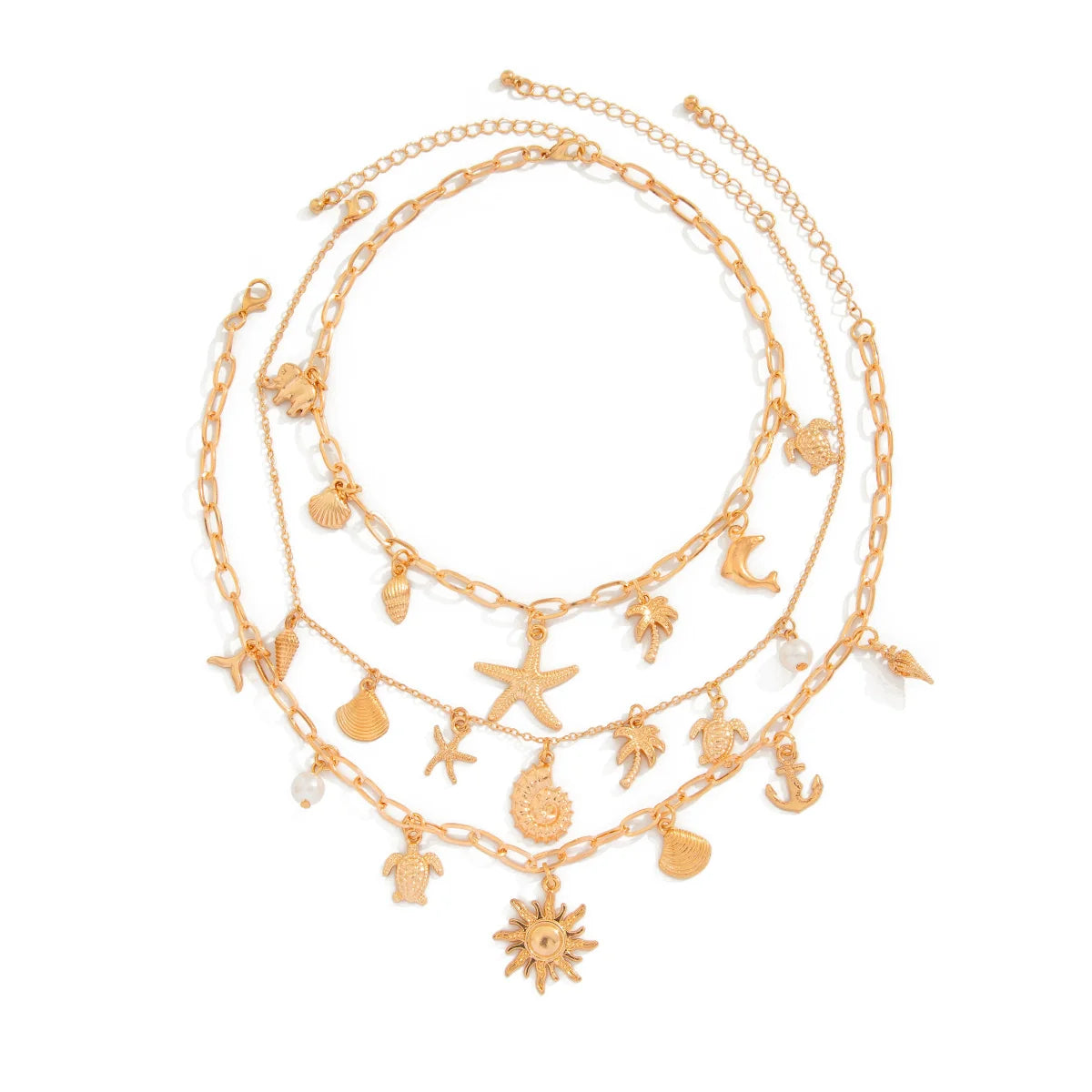 Karen Layered Marine Necklace Set - Gold