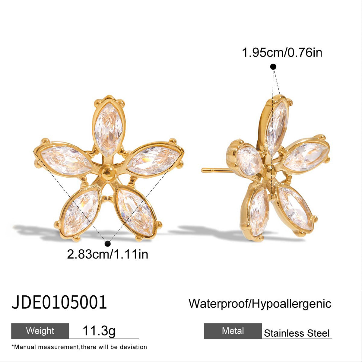 Alea Bloom Zircon Studs - Silver Tone [7G5IRASJ]