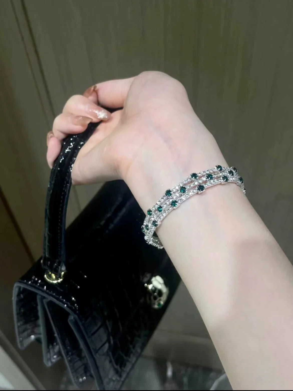 Jaida Emerald Layered Bracelet - Green Triple-Layer Bracelet