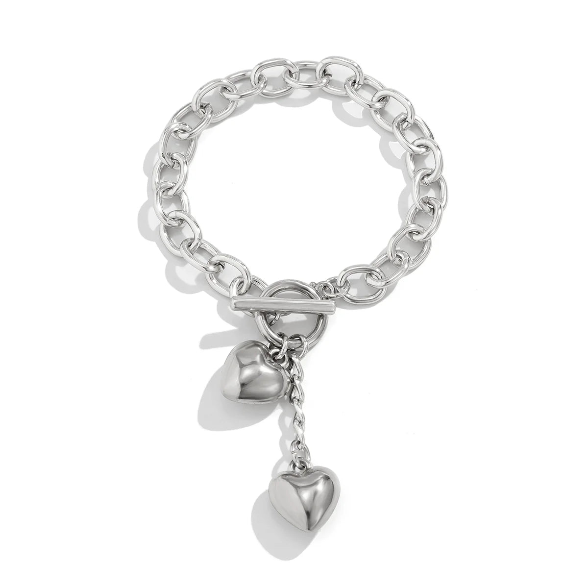 Adalee Tassel Heart Charm Necklace - Bracelet Silver