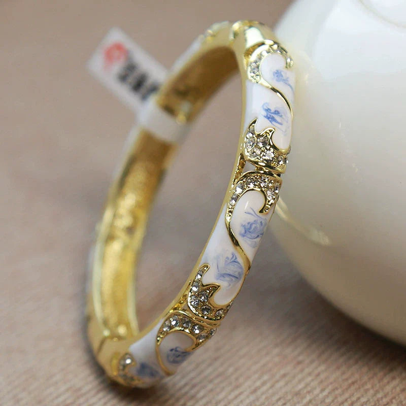 Adaya CloisonnŽ Bangle - Blue and White