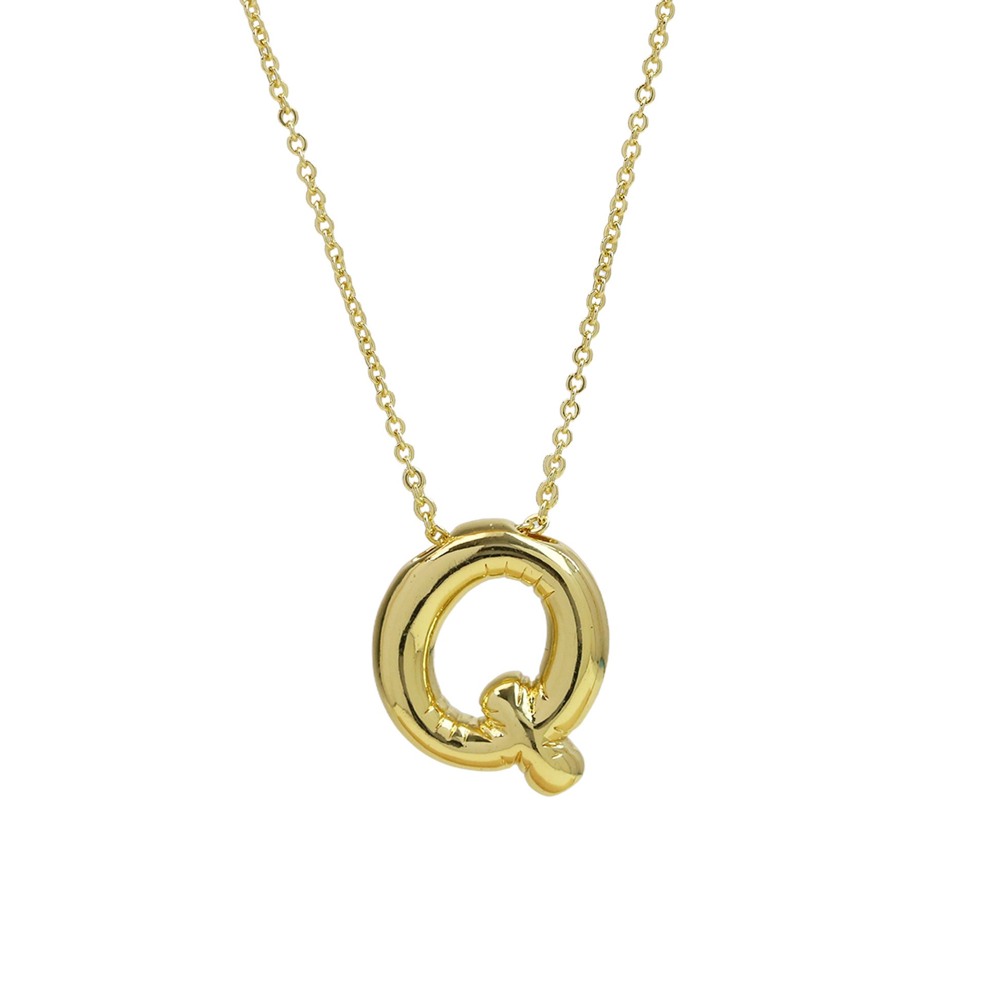 Saffron Puffy Initial Necklace - Letter Q [EBXMKD3S]