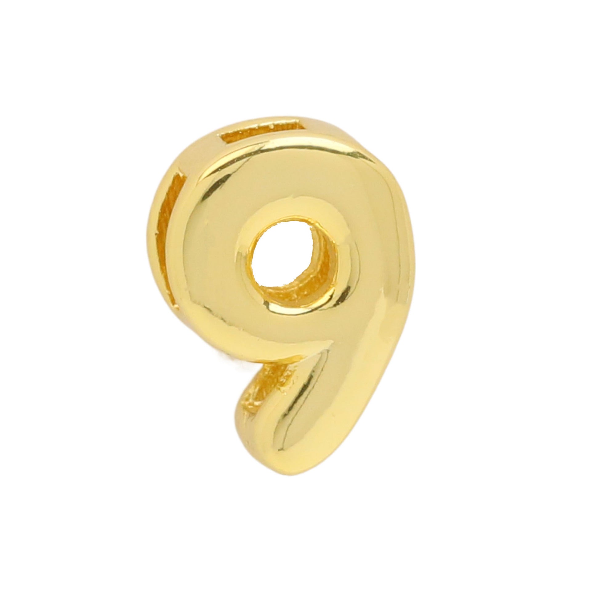 Devora Bubble Letter Necklace - Gold Tone Number 9 Pendant [SG2HMJVX]