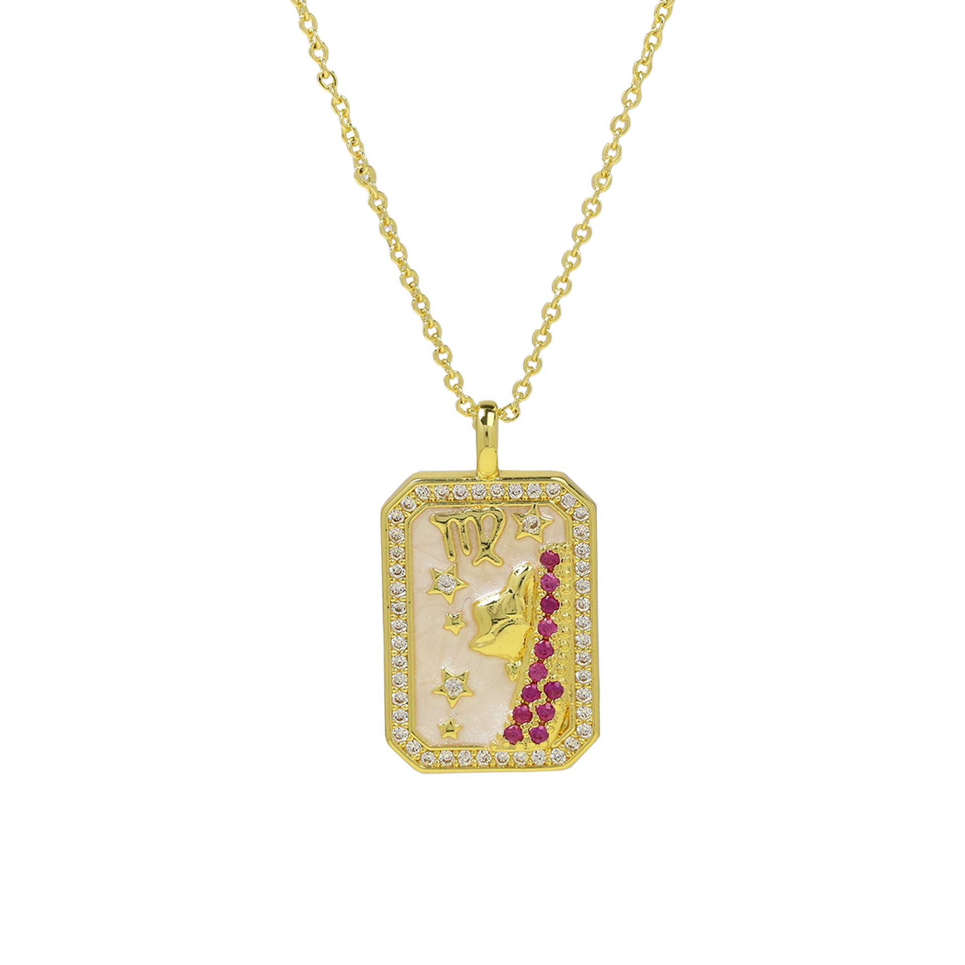 Ravenna Zodiac Square Necklace - Virgo [4AL7CTHU]