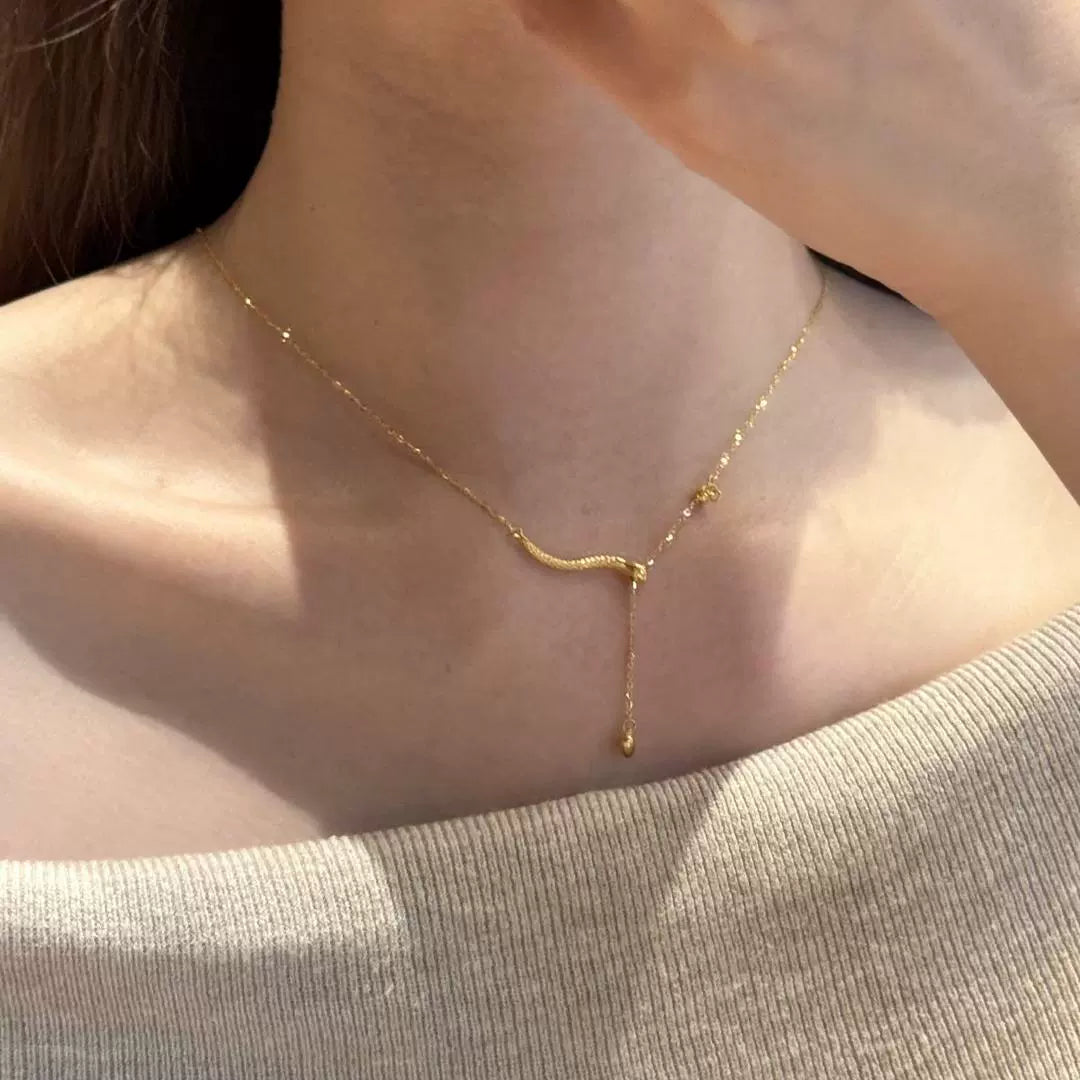 Laykin Celestial Serpentine Heart Necklace - Small Snake Tassel Necklace