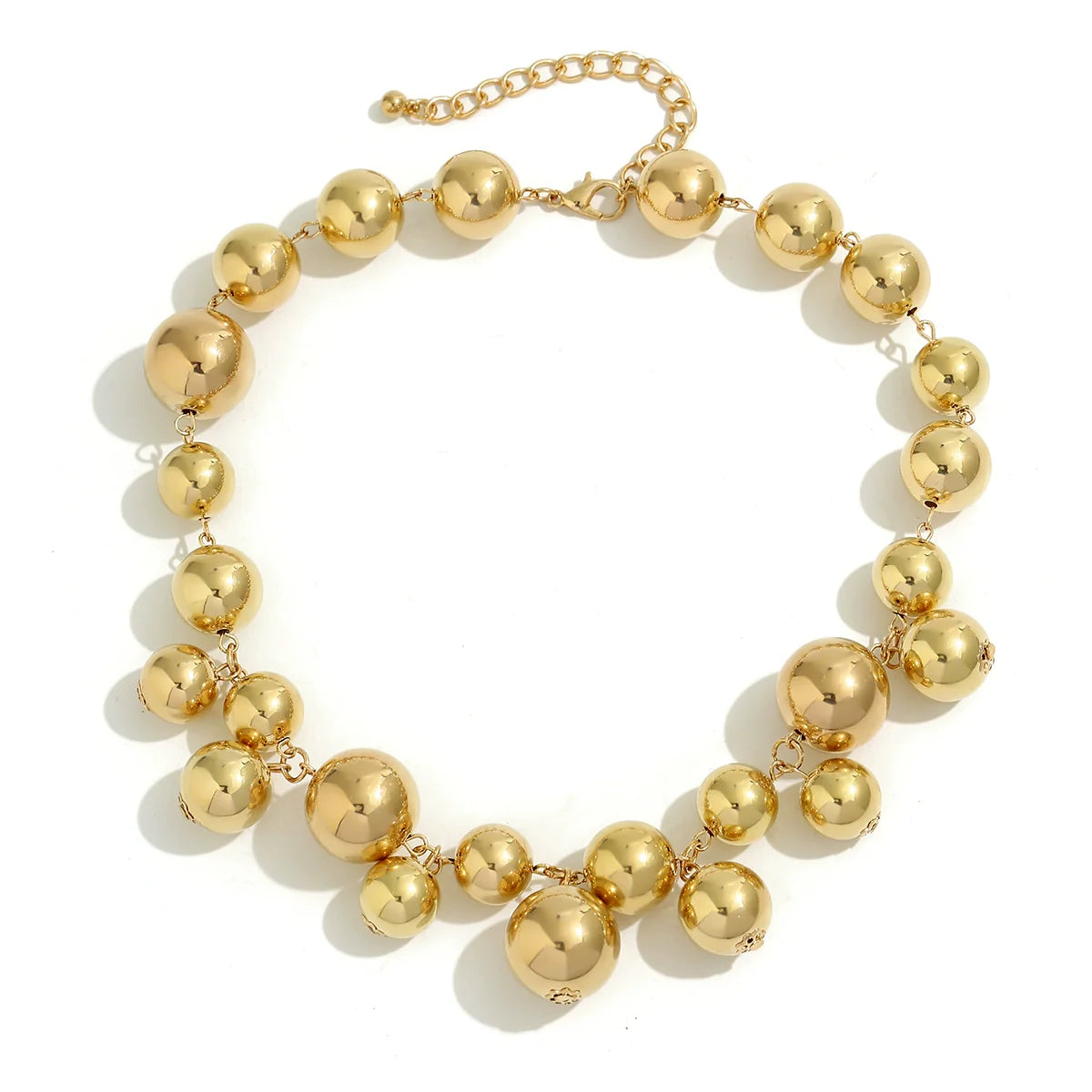 Misty Bold Bead Choker Necklace - CCB Gold