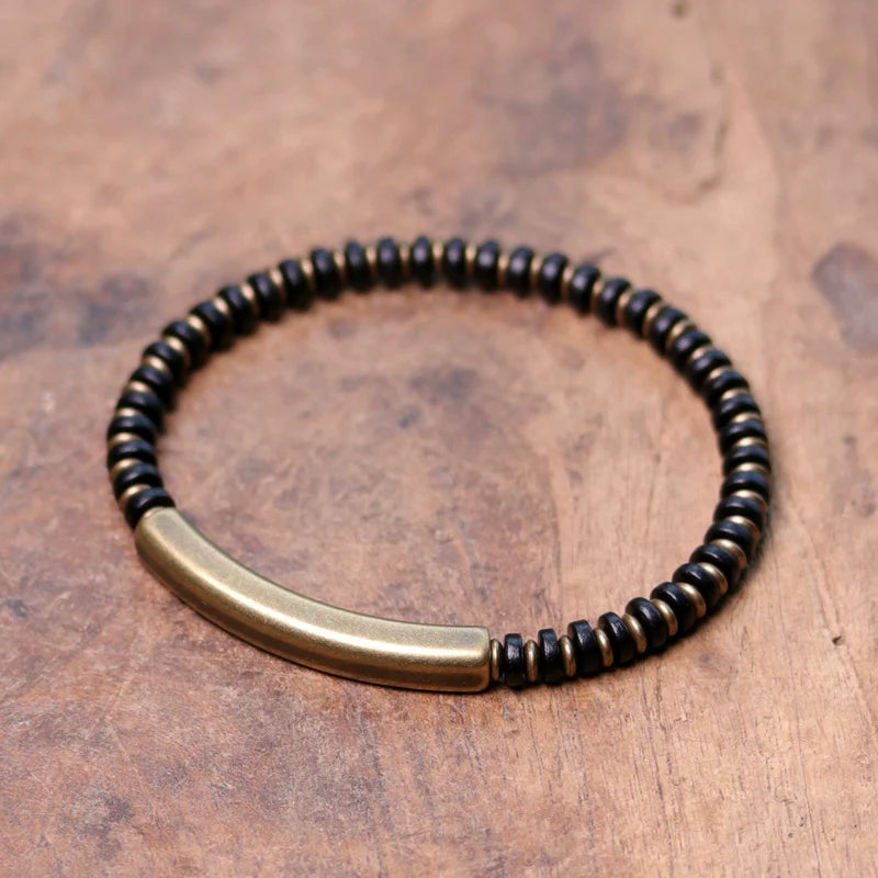 Maycee Sandalwood Bead Bracelet - Square Copper Black Sandalwood