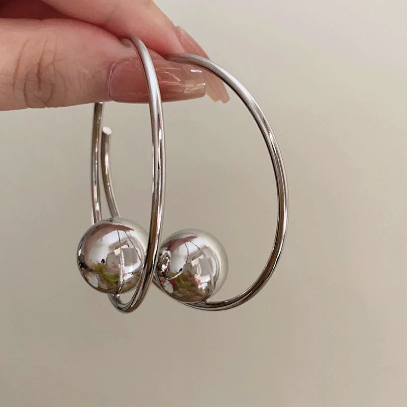 Kynsleigh Metal Ball Drop Earrings - Silver [EDPCAILS]