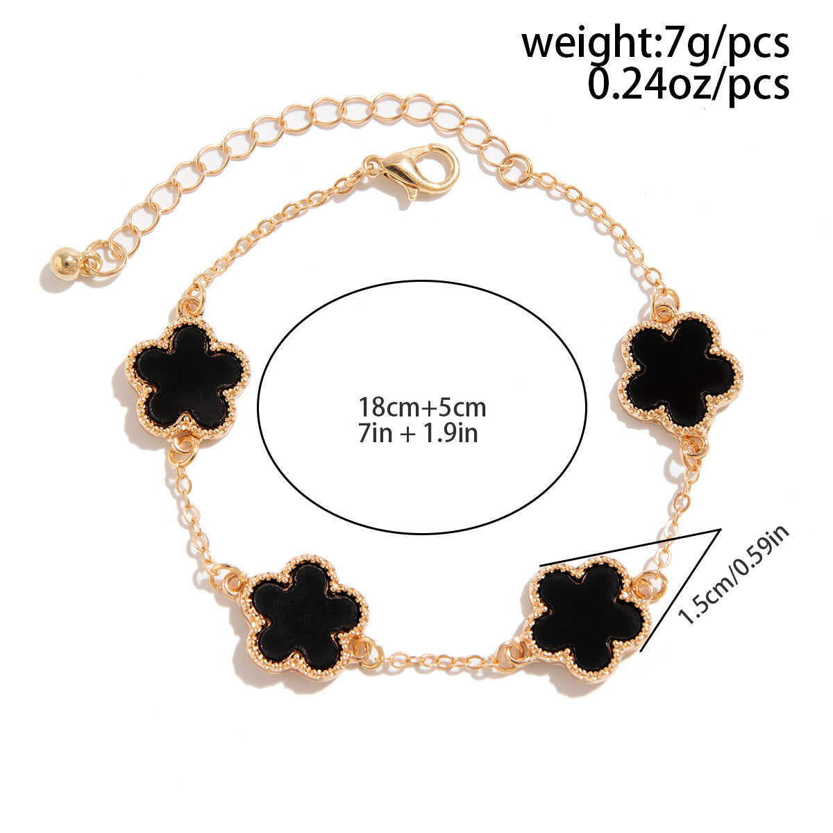 Corbin Five-Leaf Charm Bracelet - Gold + Black [WLW00Q5T]