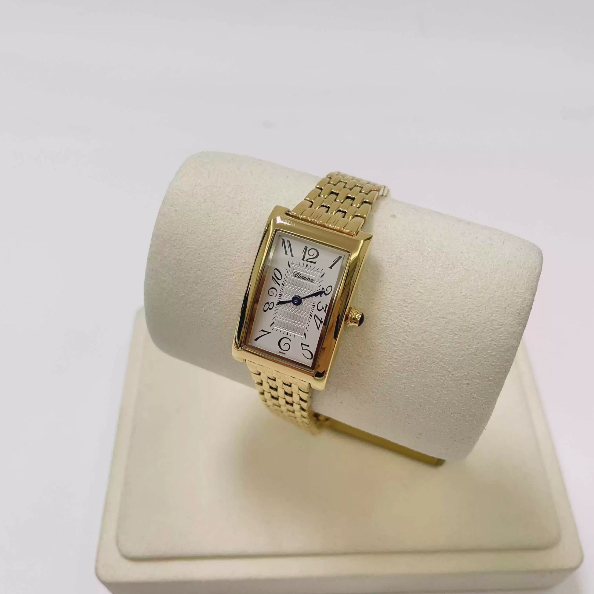 Aryah Square Dial Watch - Gold Steel Strap