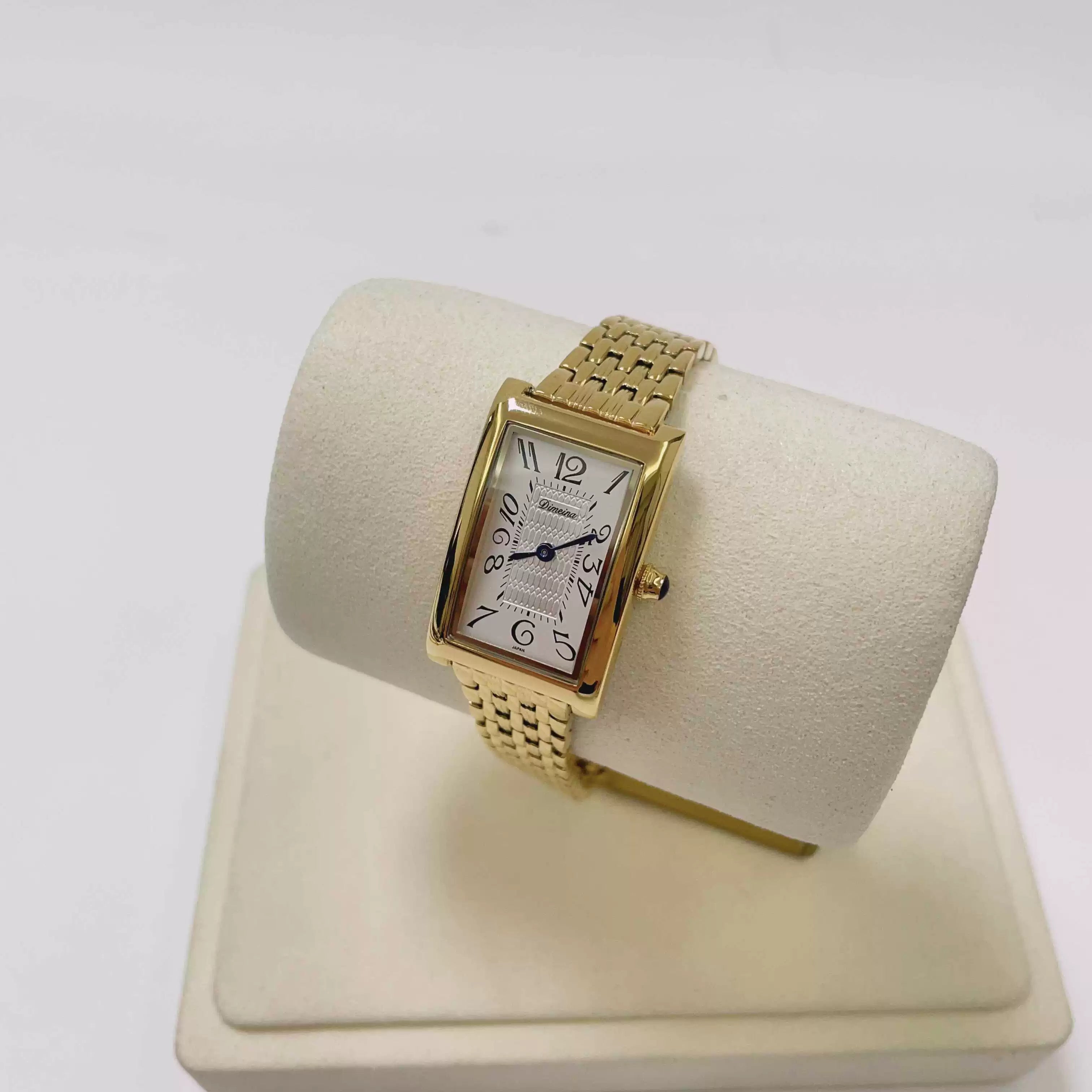 Aryah Square Dial Watch - Gold Steel Strap