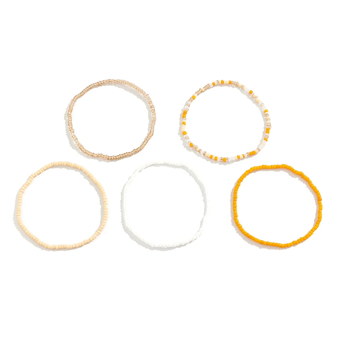 Zaara Beaded Anklet Set - Orange White 5-Piece Set