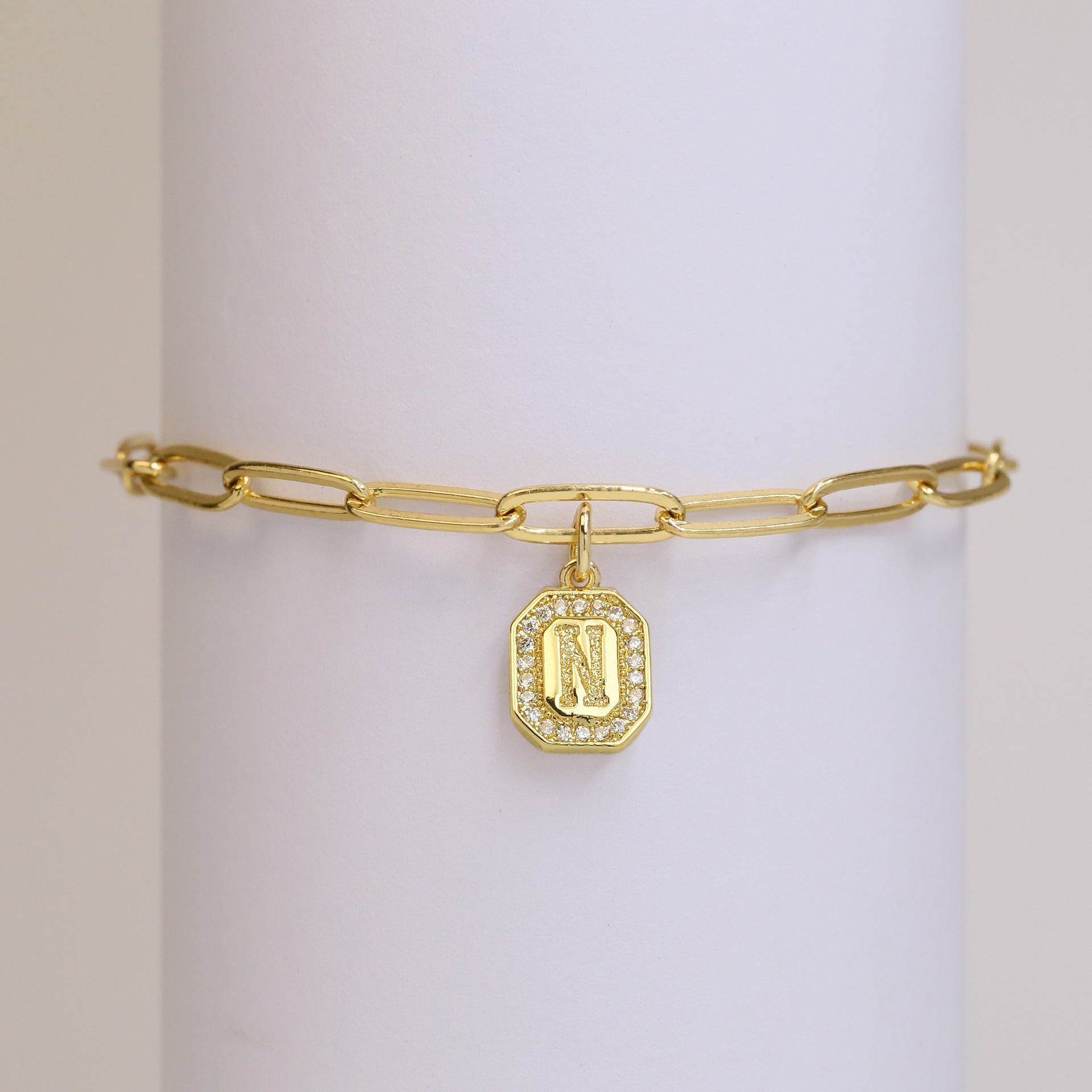 Vy Initial Paperclip Bracelet - N [0ECZP357]