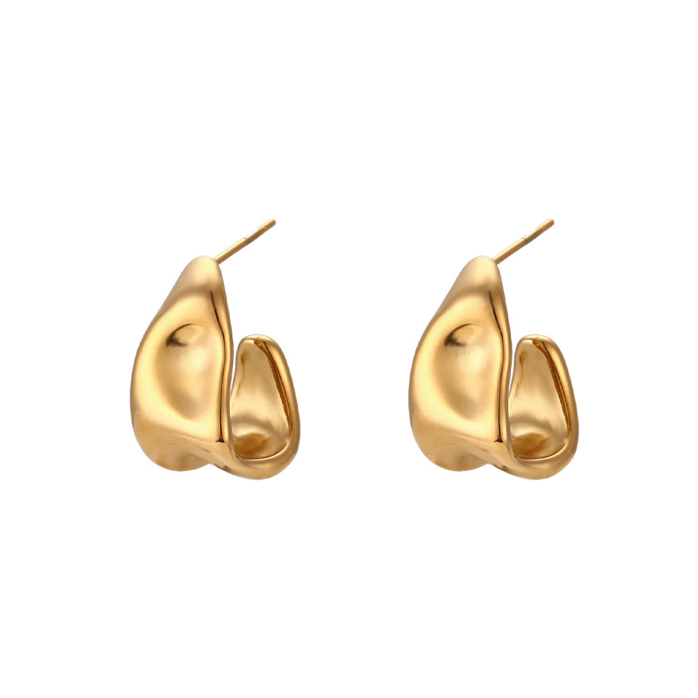 Galileah Asymmetric Foil Drop Earrings - Tinfoil Texture Irregular Ladder Earrings - Gold [1VJY80YT]