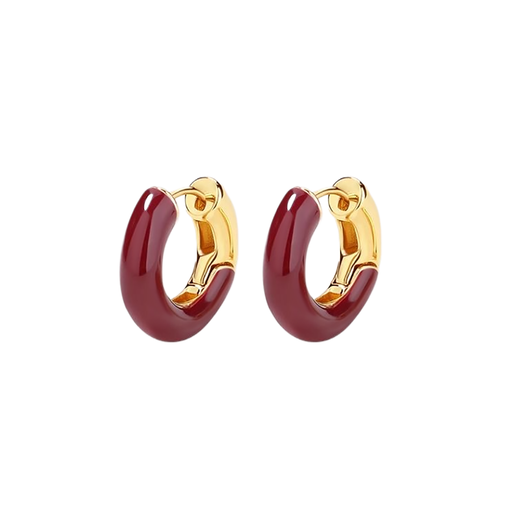 Kimani Enamel Drop Earrings - Burgundy Enamel Earrings [4FX2FJK8]