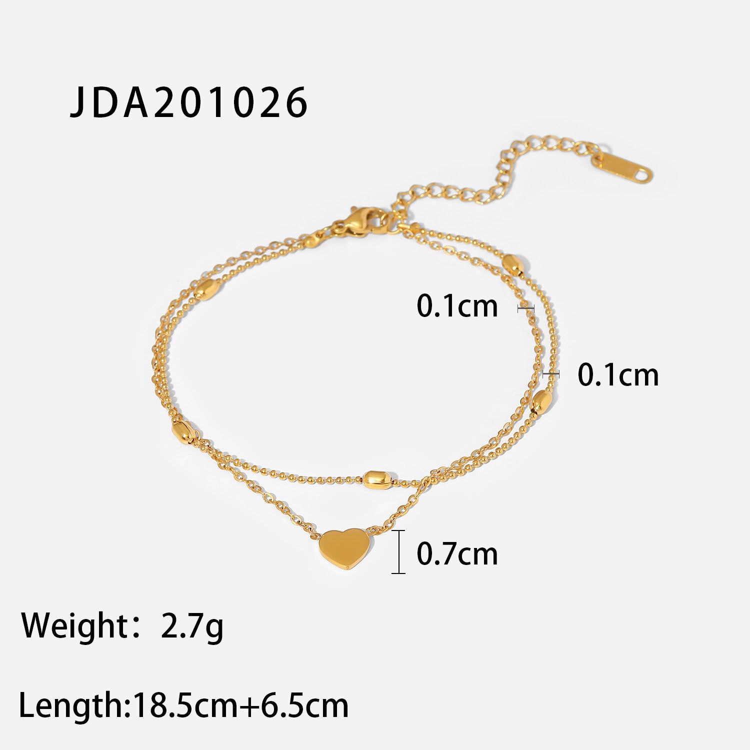 Falynn Gold-Toned Heart Anklet - Gold [L0D4T6BX]