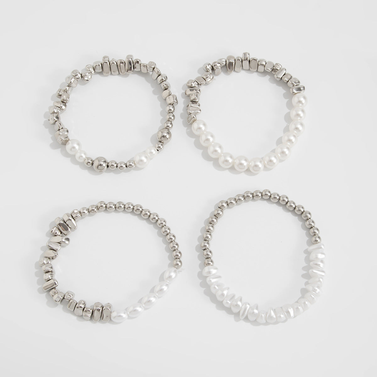 Amina Irregular Beaded Bracelet Set - Silver [XHHU6NAU]