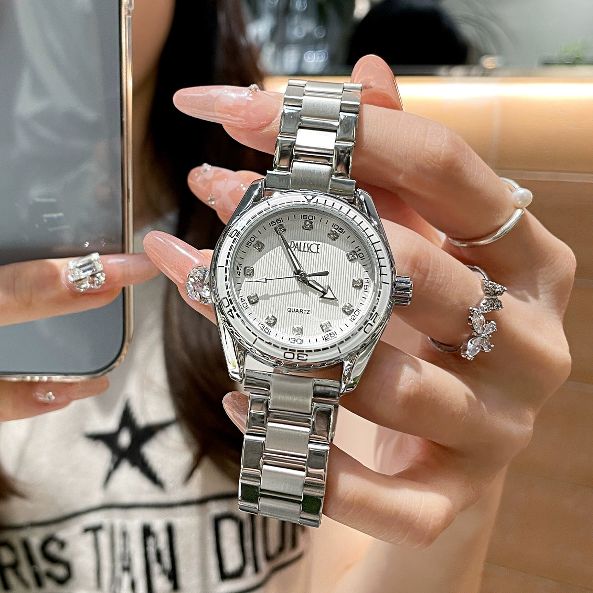 Kamora Ceramic Elegance Watch - Silver White [R0YHCY9J]
