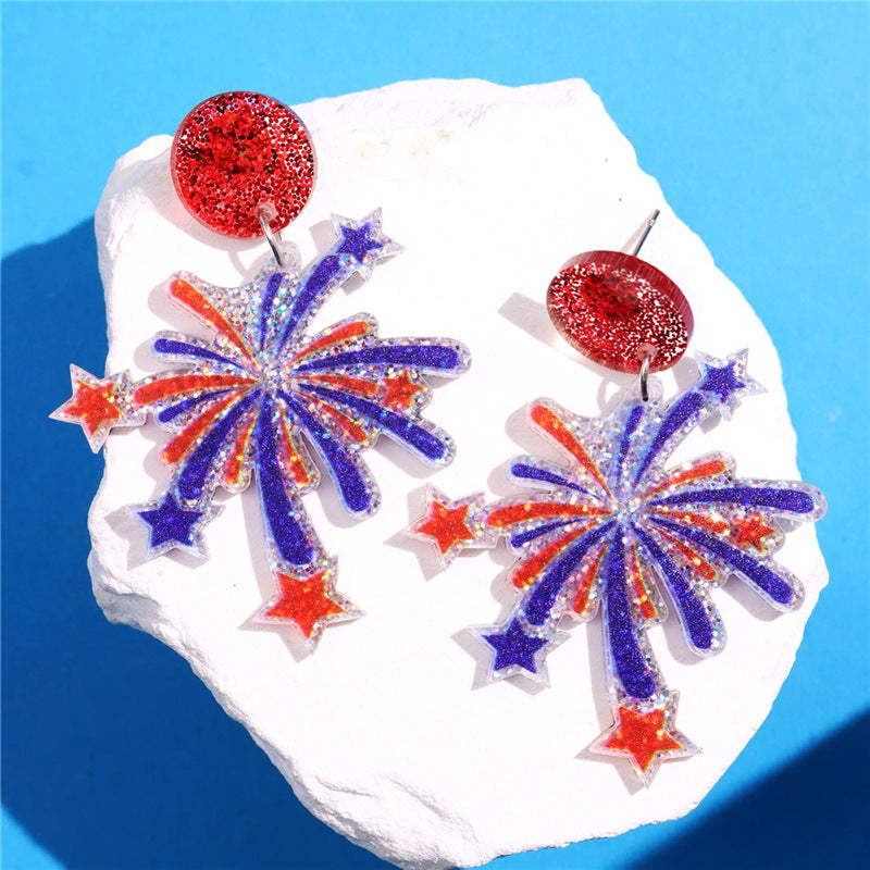 Kaileigh Patriotic Glitter Earrings - A [7FJ8BP3D]