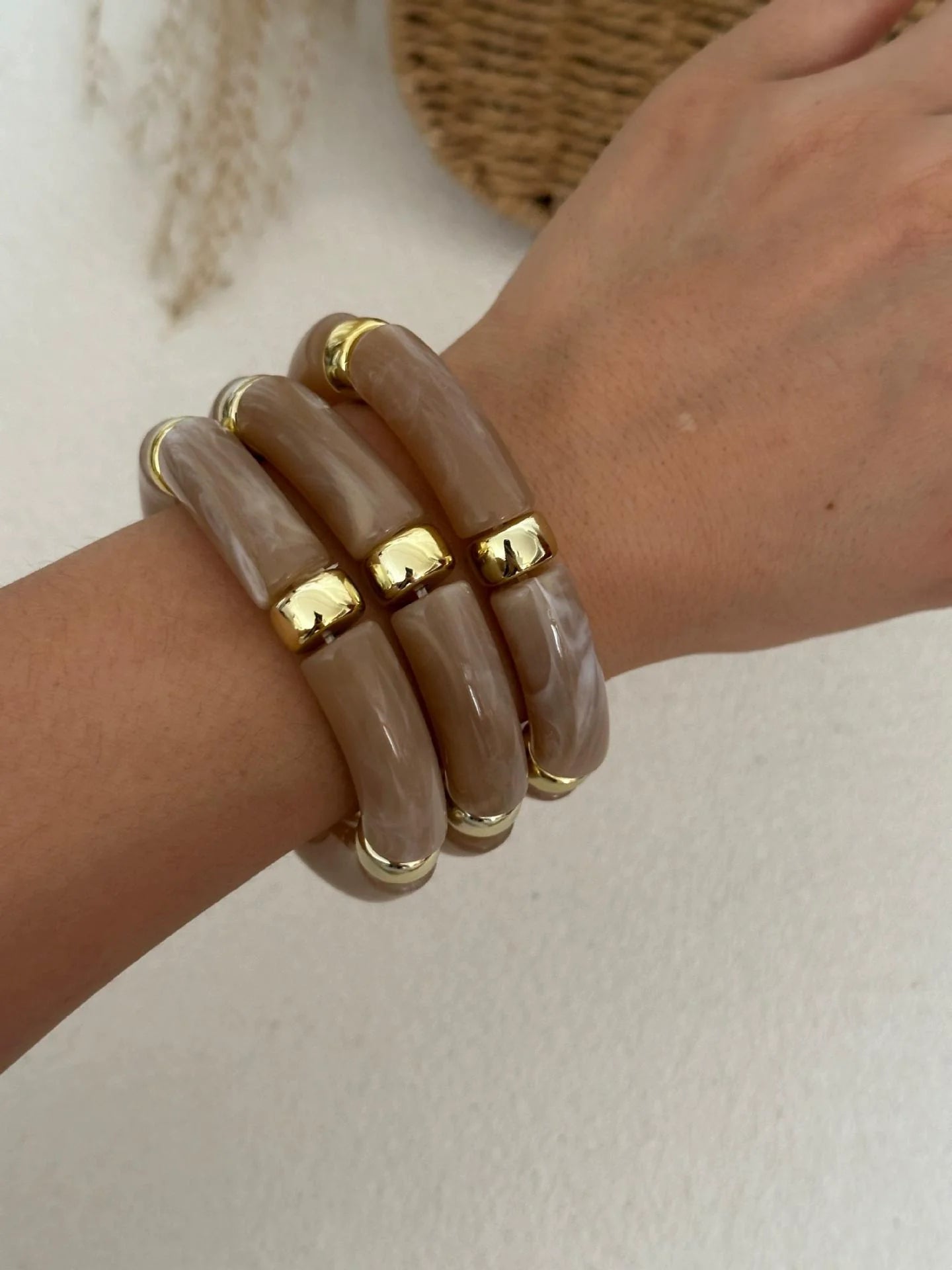 Nashly Abstract Resin Bangle - Brown