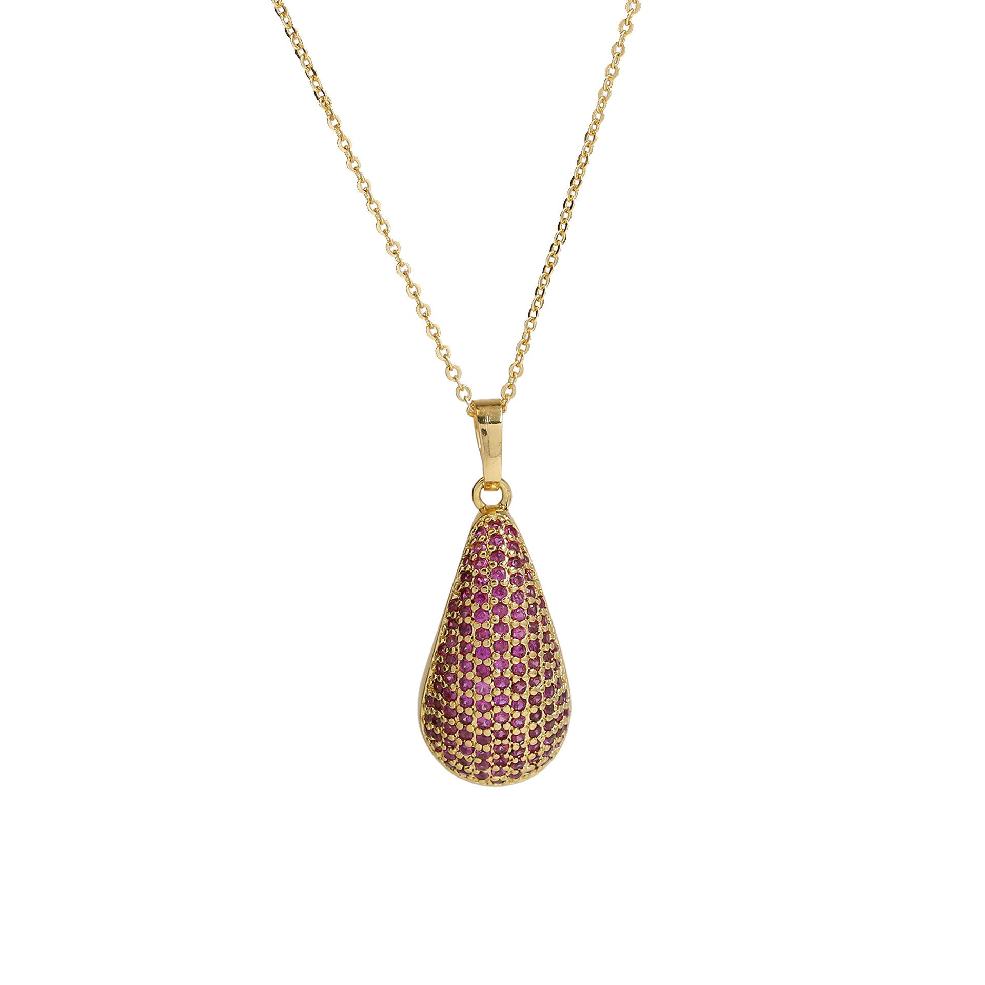 Anjali Zircon Teardrop Pendant Necklace - Red Zircon Necklace [H4EM7F4A]