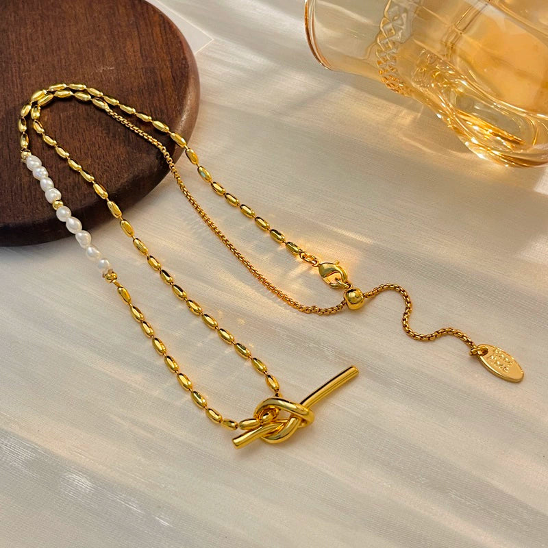 Angelise Baroque Pearl Necklace - Rope Knot Pendant Necklace [JVCA1TZW]