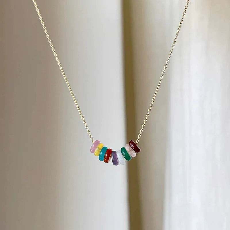 Anny Colorful Circle Necklace - Colorful Circle Necklace