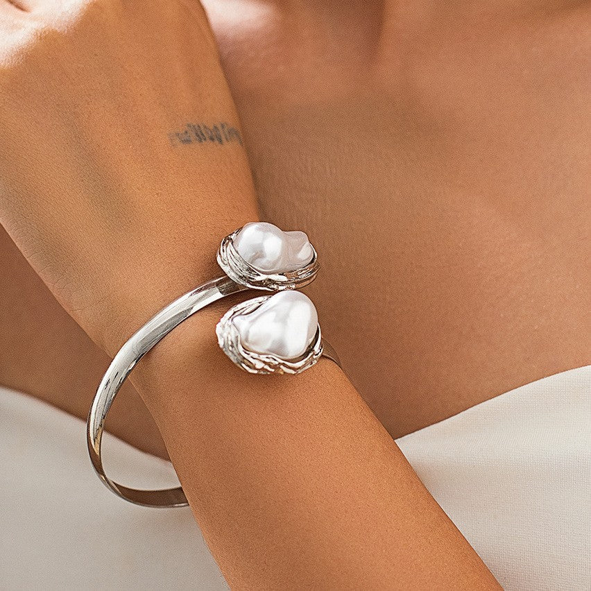 Brenda Baroque Pearl Choker - Bracelet Silver [3KAE6ZVD]
