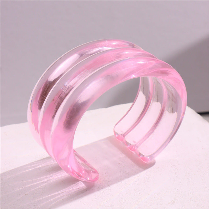 Kaylanie Resin Cuff Bracelet - Pink Open Cuff [RSJ0O0OE]