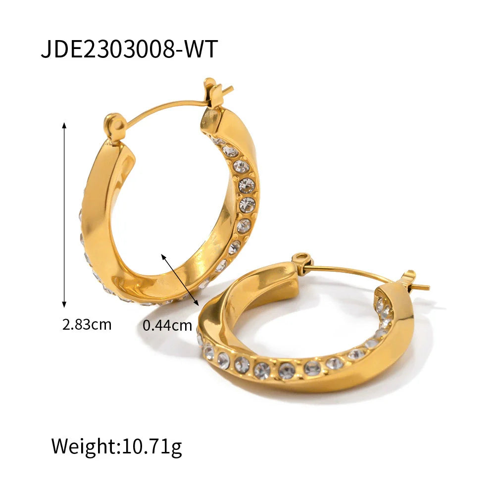 Calina Sparkling Mobius Hoops - Silver-Tone