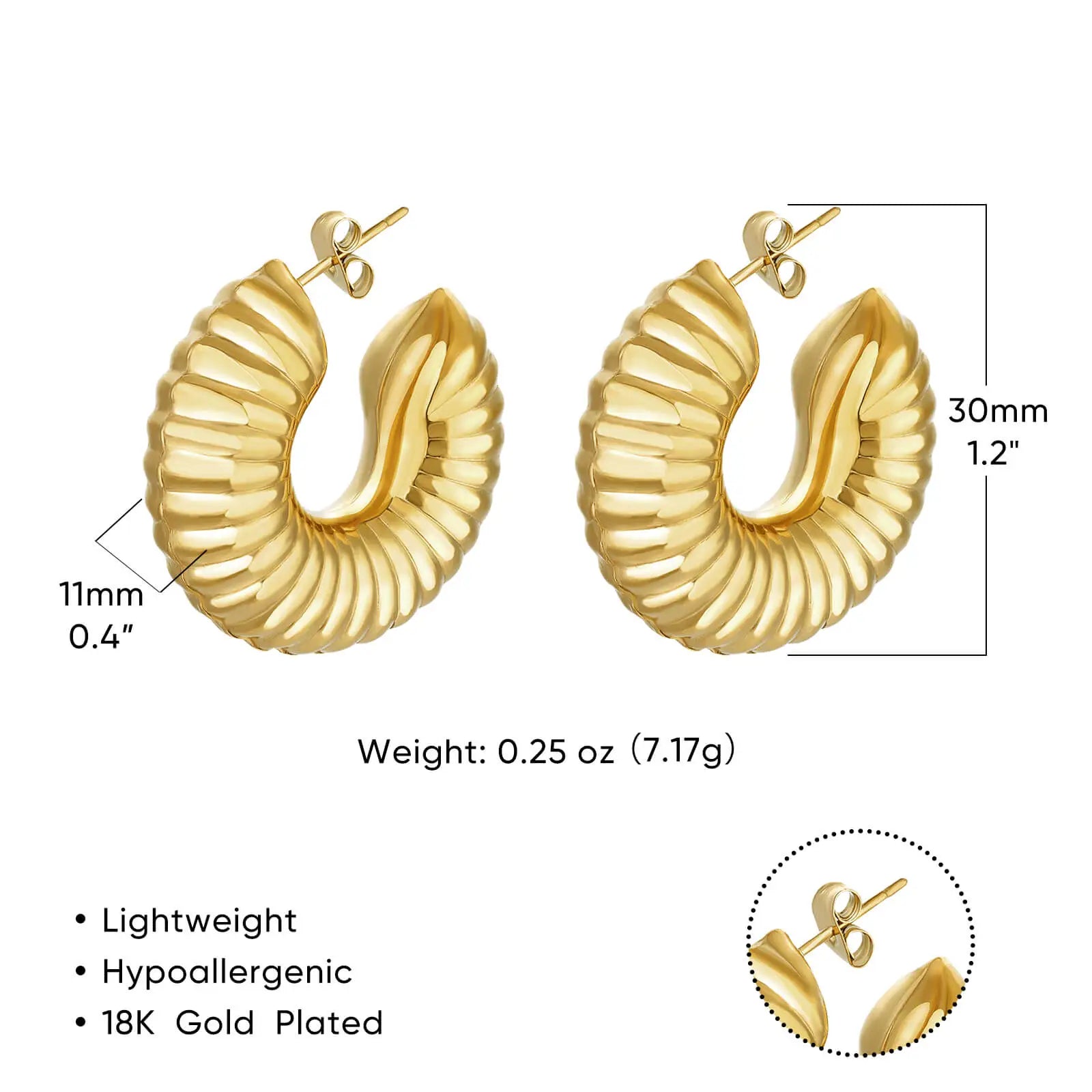 Phoebe Gold Chunky Hoop Earrings - E3400G