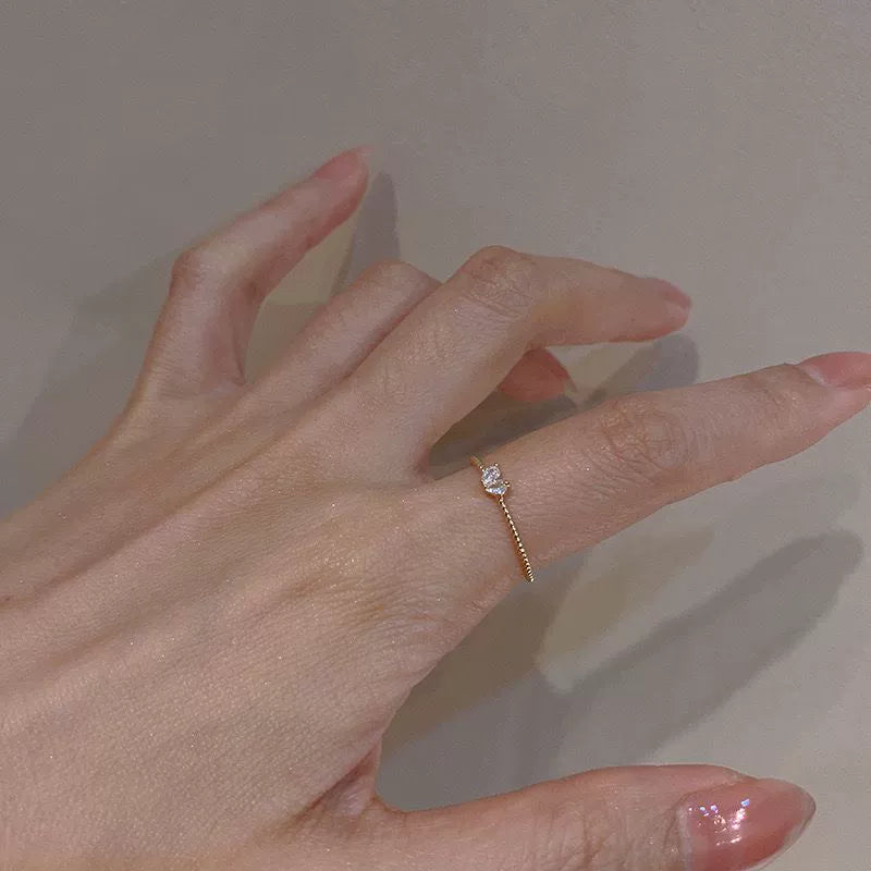 Loryn Golden Heart Zircon Ring - Small Heart Open Ring