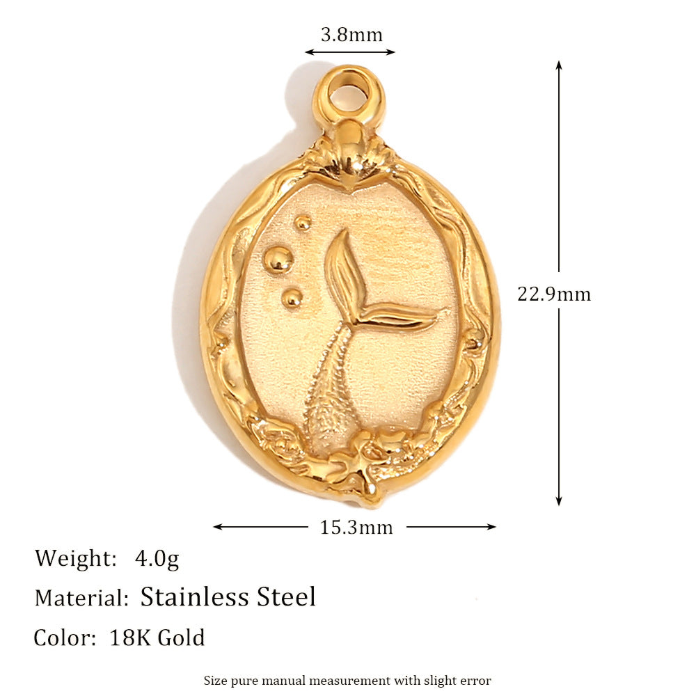 Jacie Geometric Gold Charms - Ocean Fishtail Pendant - Gold [NW0I9NPK]
