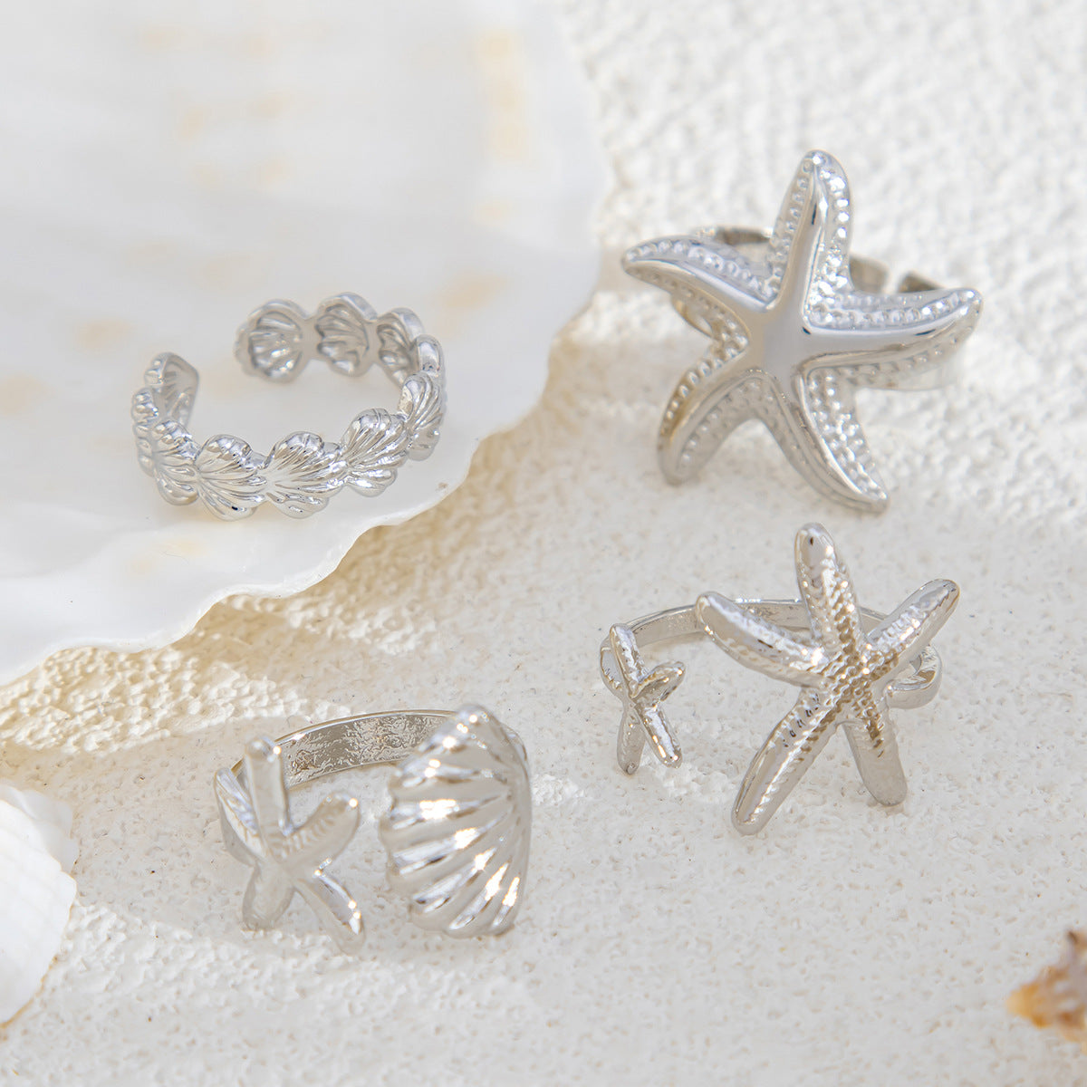 Amiracle Starfish Ring Set - Silver [A5A6Y98S]