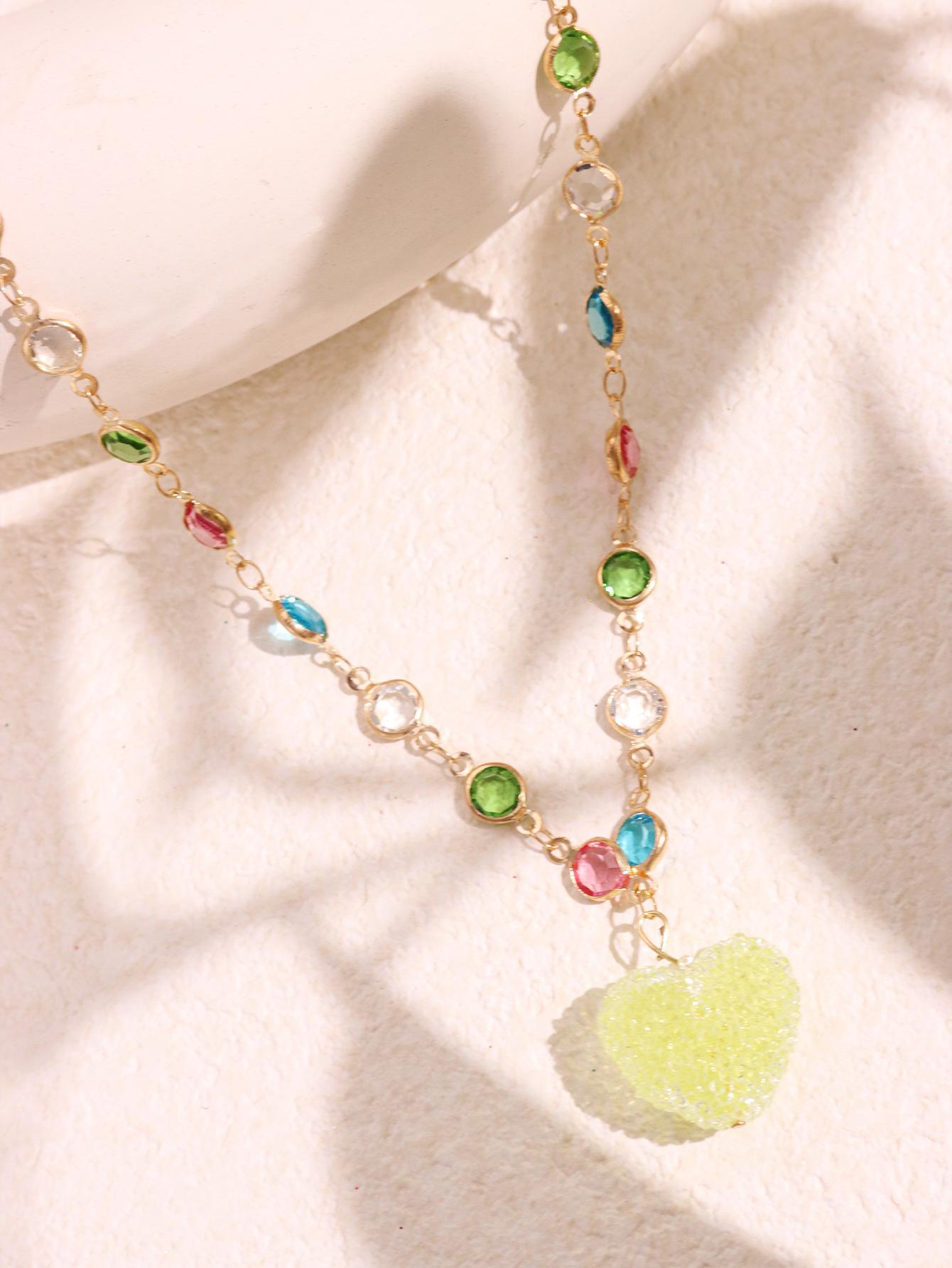 Jessi Beaded Heart Necklace - Peach Orange [6R44V5VG]