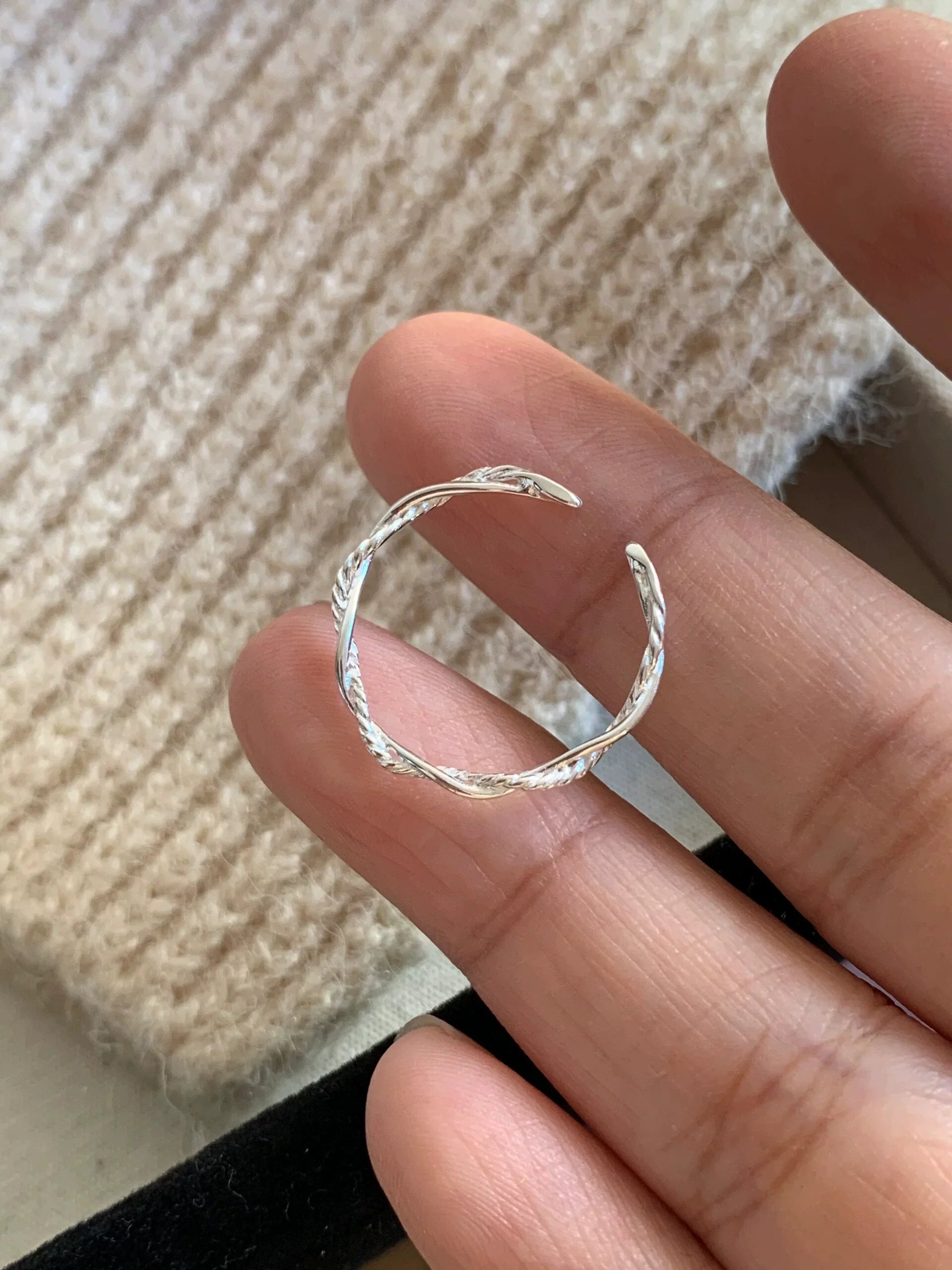 Candice Braided Sterling Ring - Twisted Braided Ring (S925 Sterling Silver)