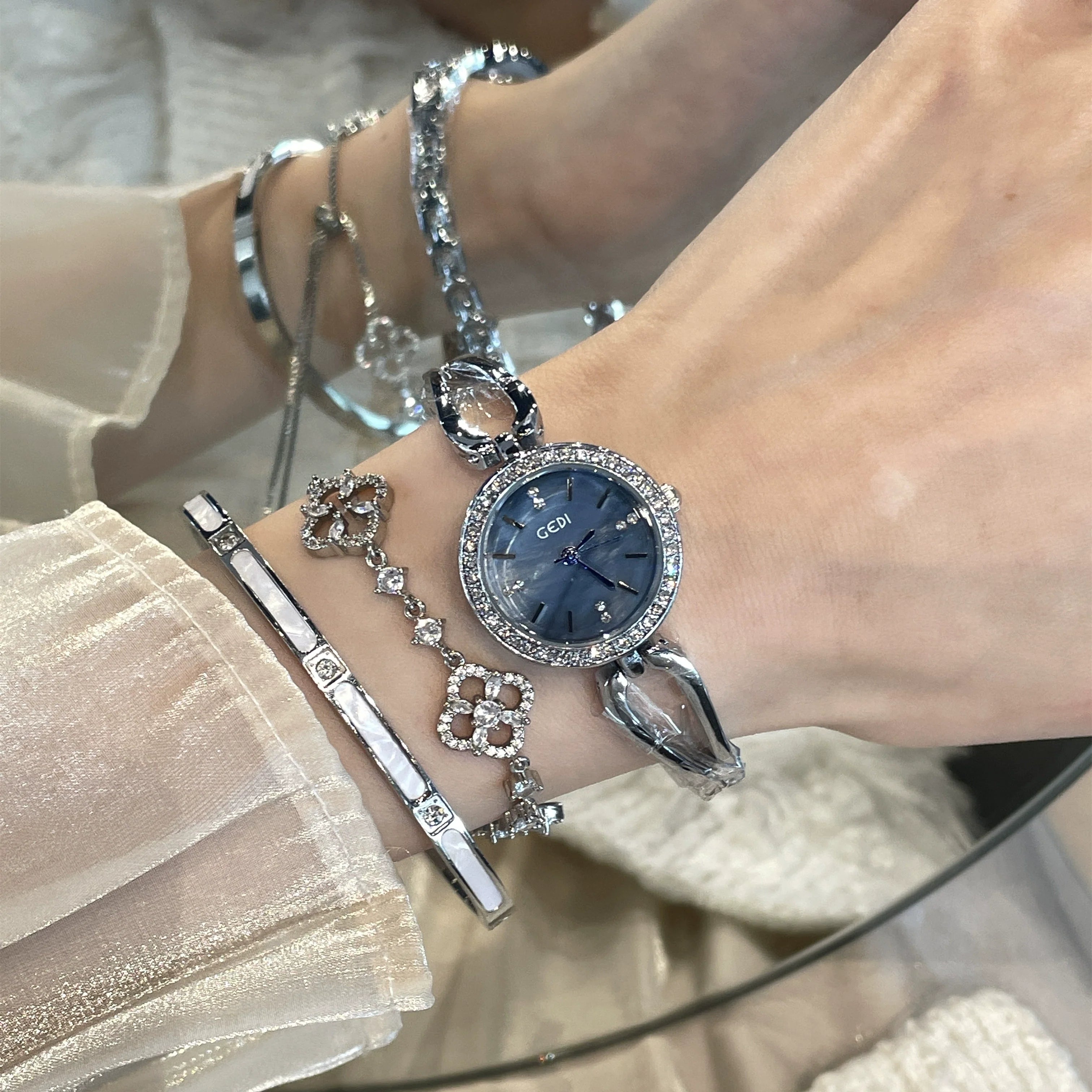 Yusra Refined Quartz Watch - Mother-of-Pearl Blue