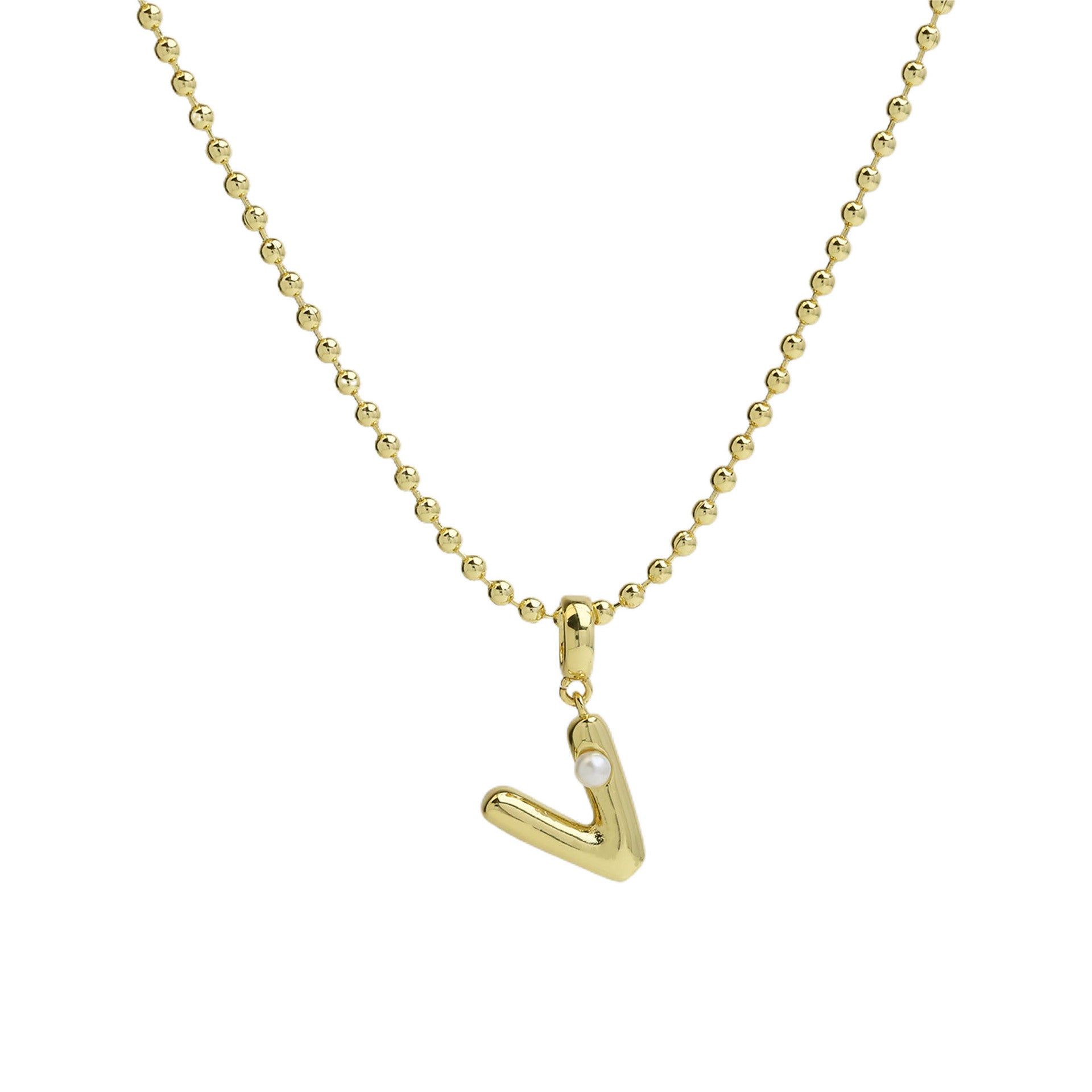 Savvy Bubble Initial Necklace - Letter V [K7RSUSCG]