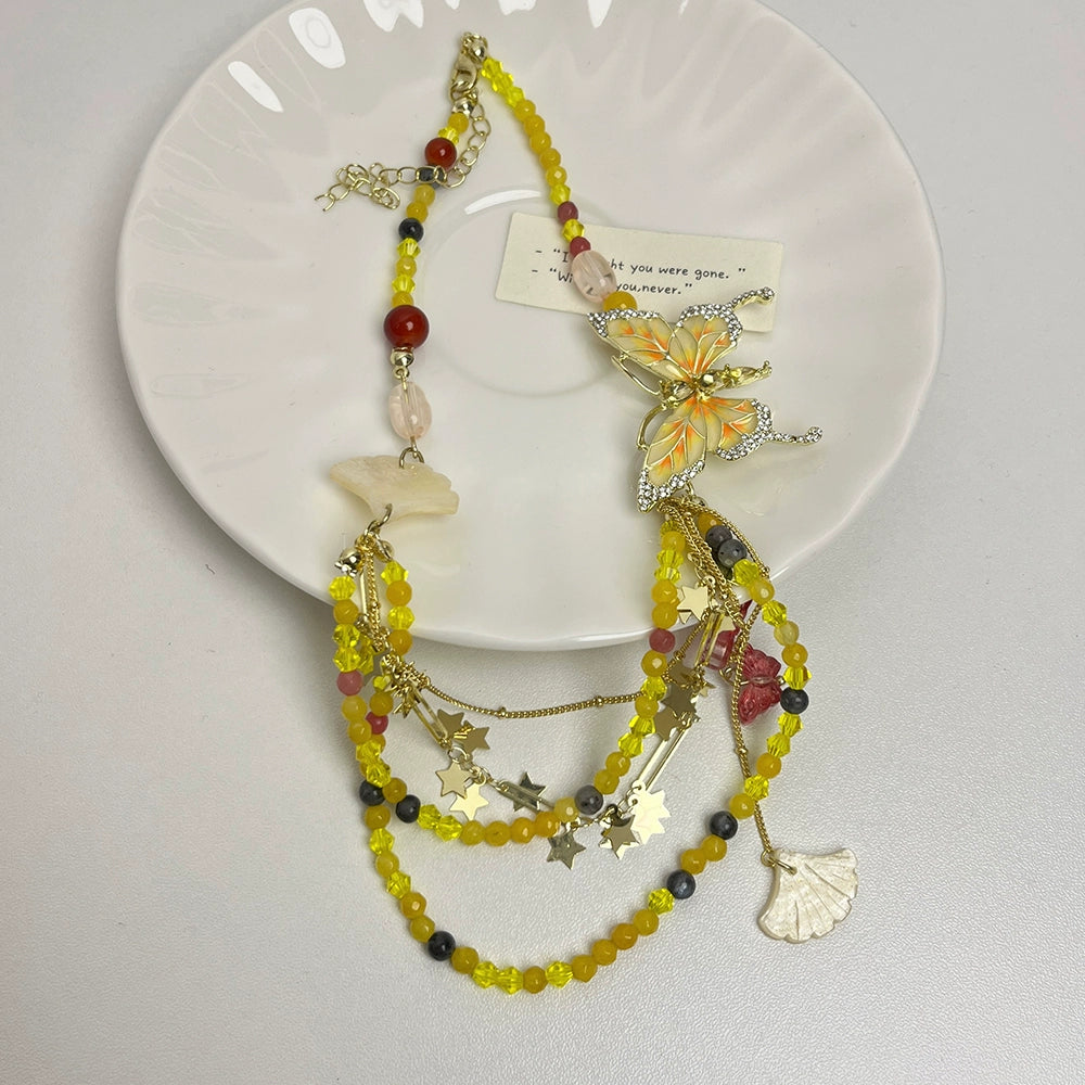 Camreigh Butterfly Beaded Necklace - Featured Necklace Style [QW0MWVBF]