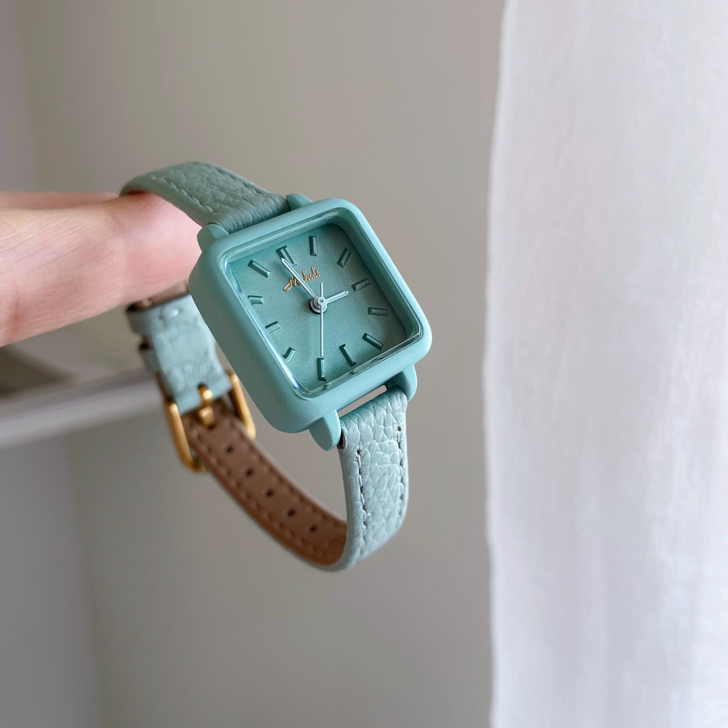 Laynie Vibrant Square Leather Watch - Tiffany Green [I9689VAH]