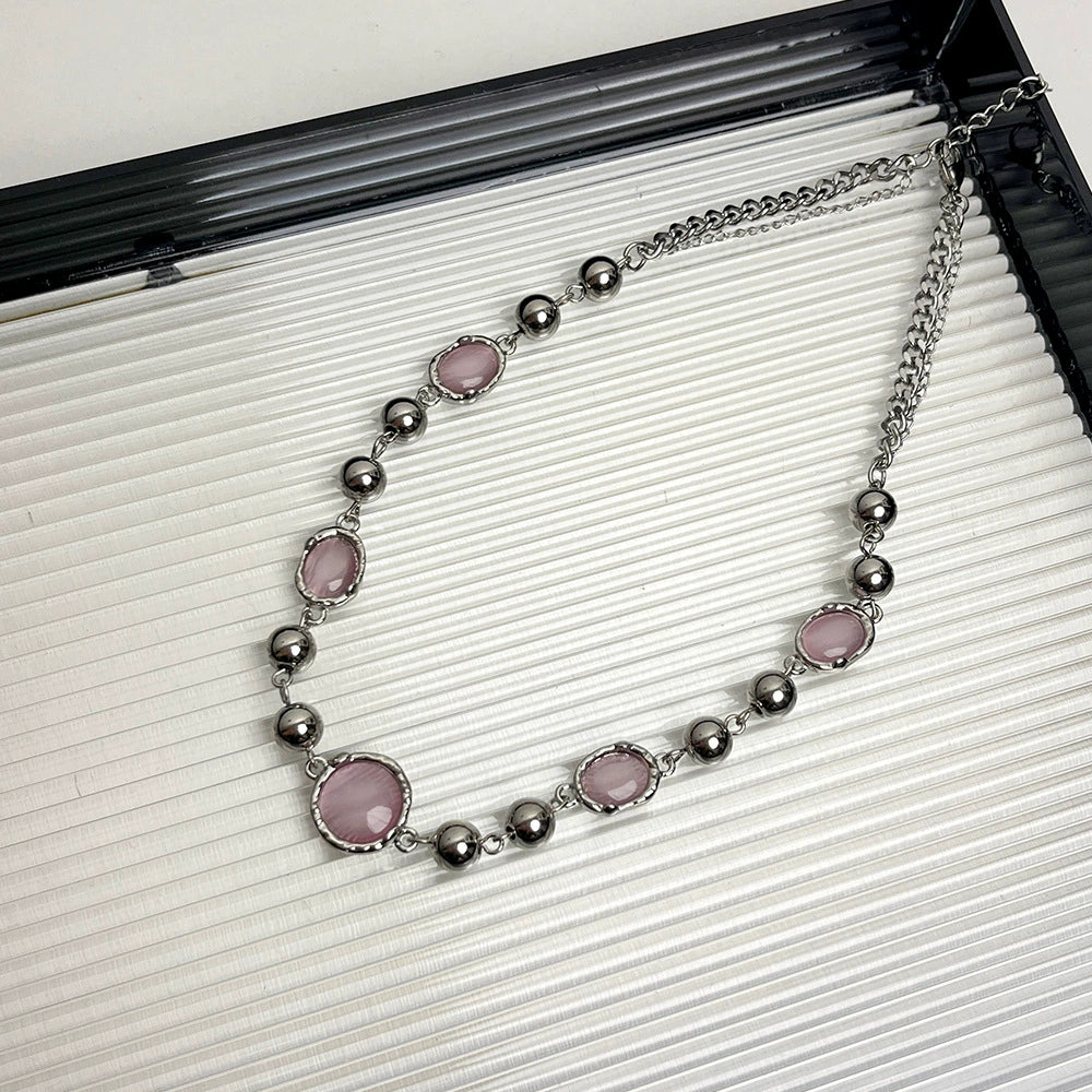 Holly Cat's Eye Choker - Pink Cat's Eye Necklace [7GYJX9A5]