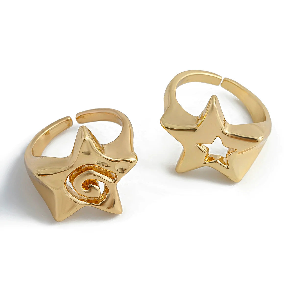 Sehaj Celestial Ring Set - Hollow-out & Spiral Light Gold