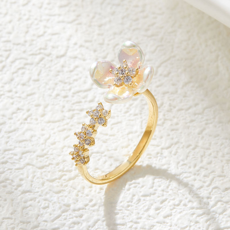 Alania Iridescent Flower Open Ring - R08564T048 [0TVP7S5N]