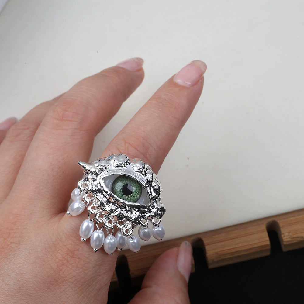 Aahana Mystical Eye Pearl Jewelry - Silver Single Ring [NPA7K0Q8]