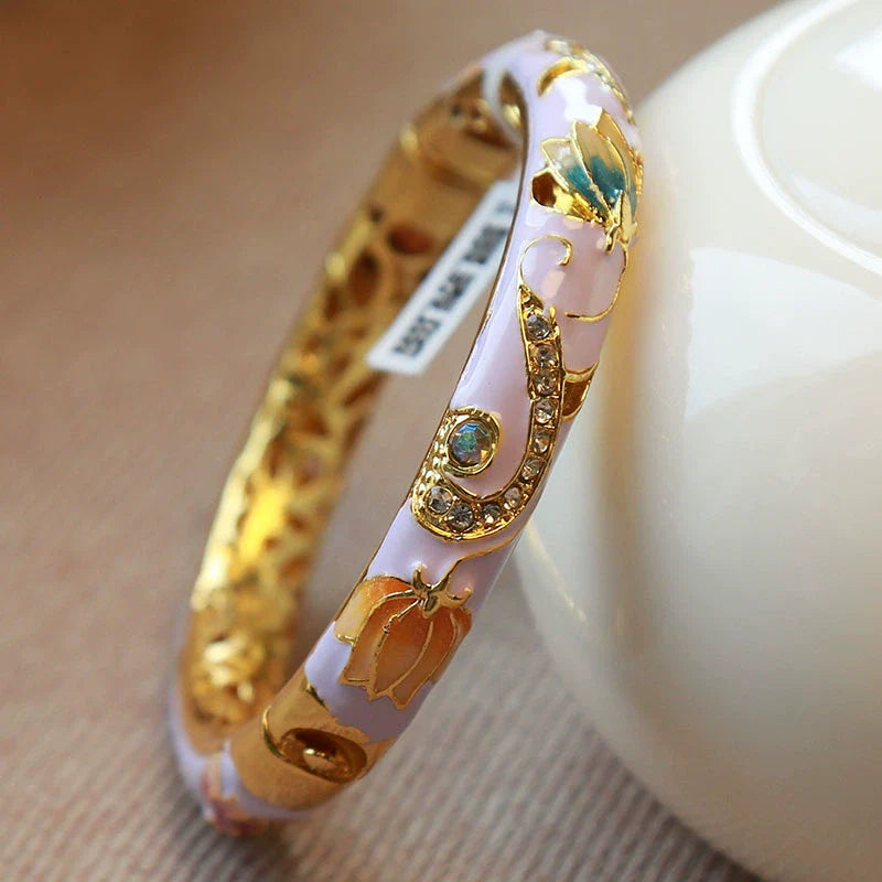 Jenny CloisonnŽ Lotus Bangle - 6cm Light Purple