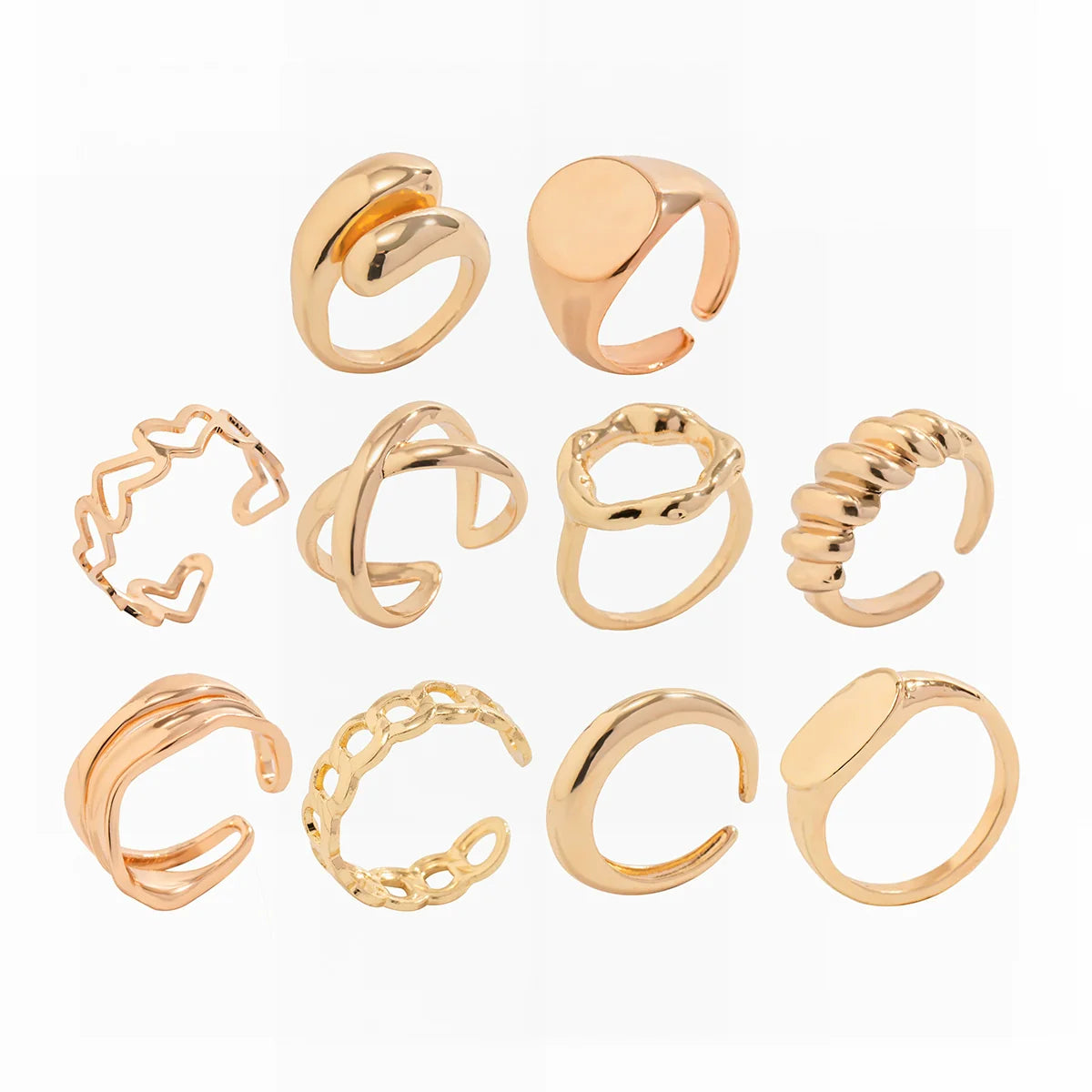 Farrah Stackable Ring Set - Light Gold