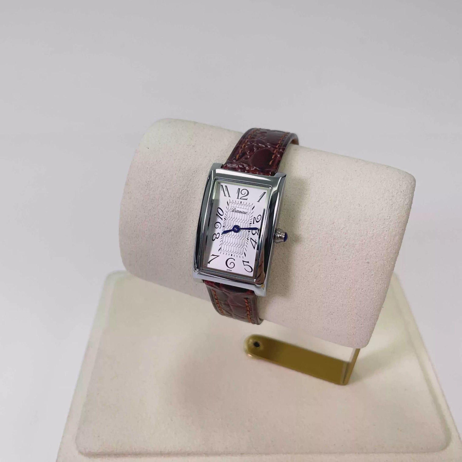 Aryah Square Dial Watch - Silver Brown Strap