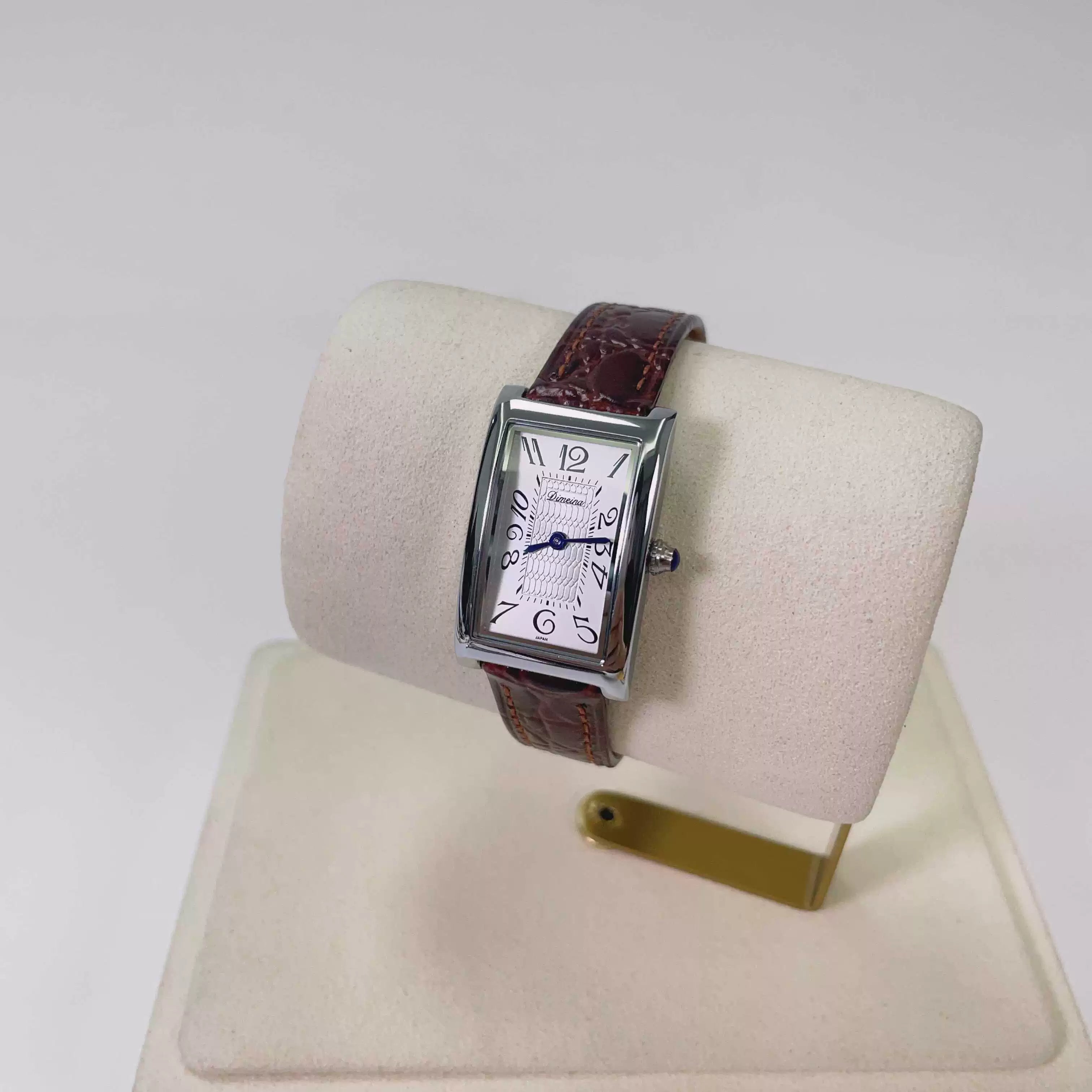 Aryah Square Dial Watch - Silver Brown Strap