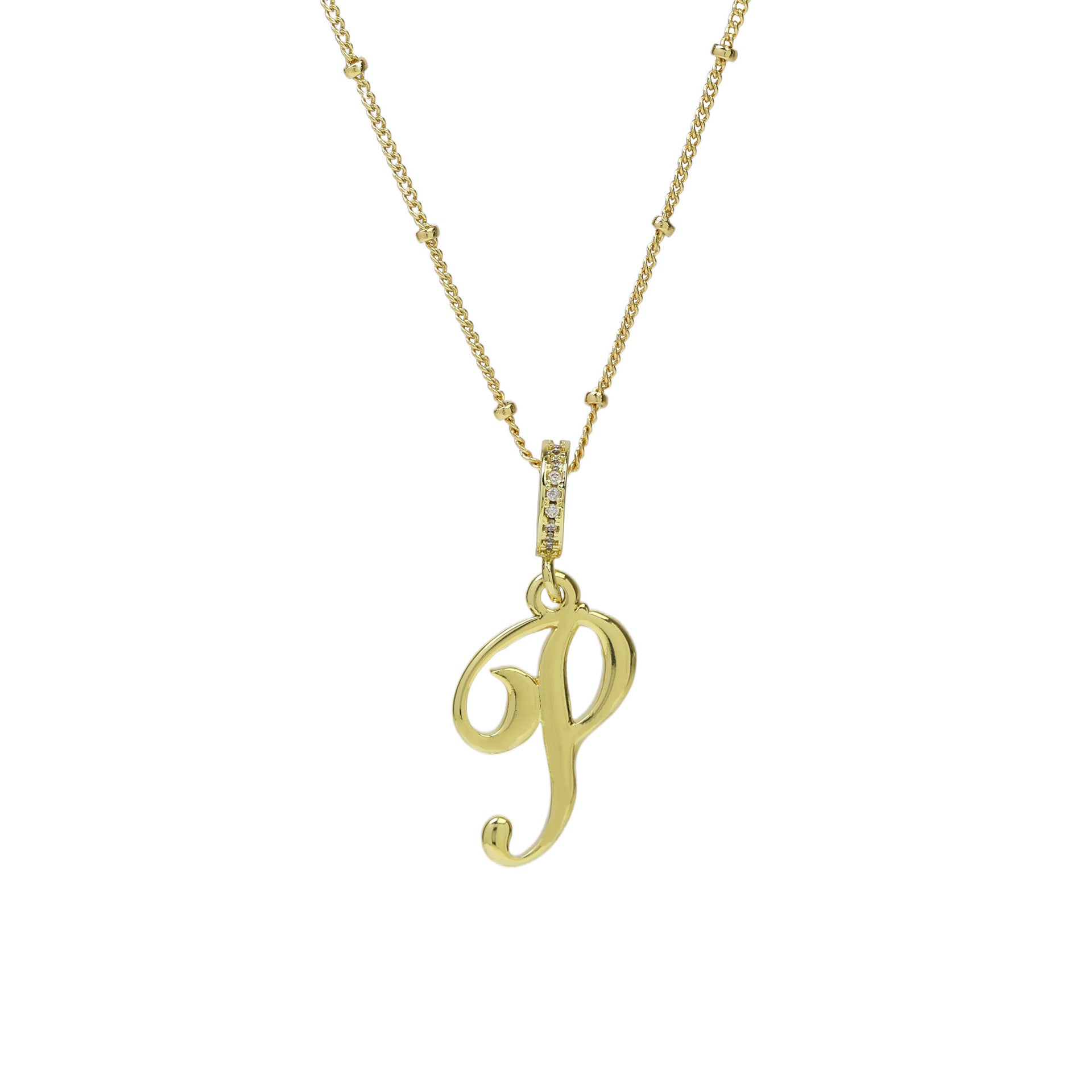 Frida Gold Cursive Initial Necklace - Gold P [2VP21ZDS]